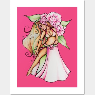 Pink Floral Belly Dancer Posters and Art